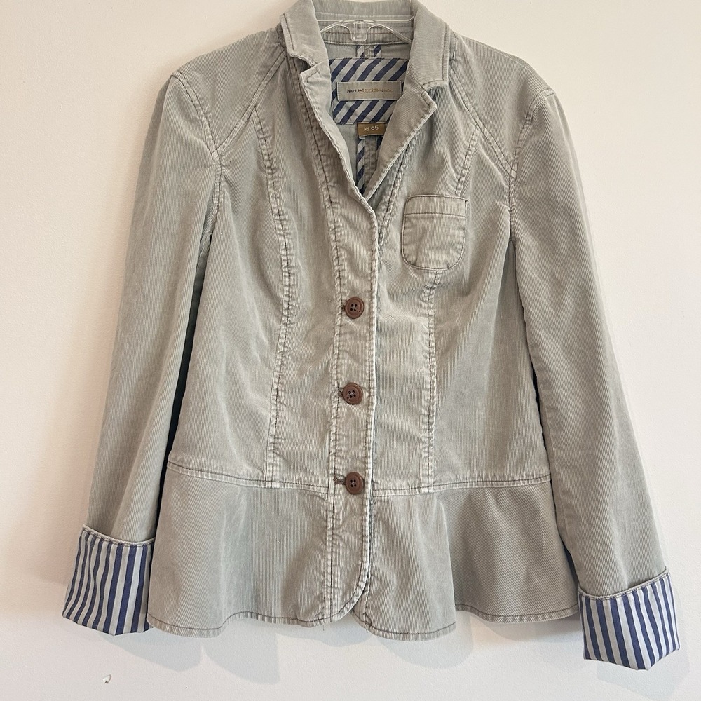 Pilcro and the Letterpress Jacket Women's Sz 6 Corduroy Blazer Flip Cuff Office